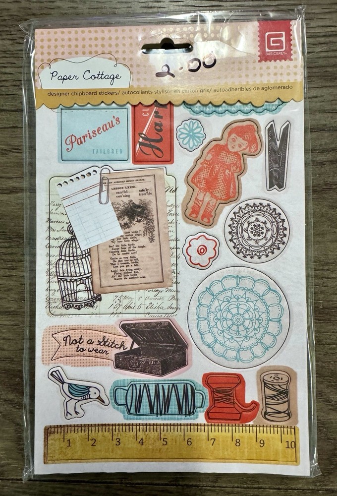 Basic Grey *PAPER COTTAGE* Coordinating Designer Chip Stickers Shapes & Alphabet