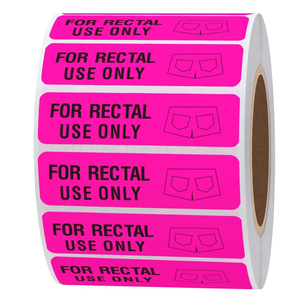 Rectal Use Only Stickers 1.5 x 0.375 Fluorescent Red 500 Labels Roll Permanent A