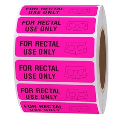 Rectal Use Only Stickers 1.5 x 0.375 Fluorescent Red 500 Labels Roll Permanent A