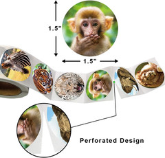 Jungle Animal Stickers 200 Pcs Roll Safari Zoo Labels for Kids Party Favors