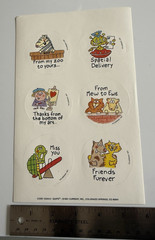 Vintage QUIP Stickers by Current 1991~1 SHEET~CODE 15354-0~funny/humor~Round