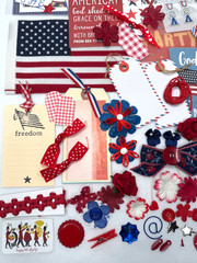 Red White and Blue USA Patriotic scrapbook planner journal junk paper craft lot