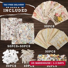 GNILLKO 300PCS Vintage Scrapbooking Supplies Scrapbook Paper Journaling Kit Aest