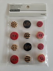 Recollections Wooden Love Hello buttons scrapbooking sticker embellishments 12pc