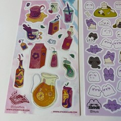 Stickii Club Stickers Set Beverages Ghosts Cute Animals