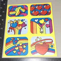 vintage Stickers Yellow Rainbows Items Hearts Rare 1 Sheet Star Bright