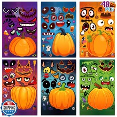 LINAYE 48 Sheets Halloween Crafts Stickers for Kids and Toddlers – Pumpkin Ma