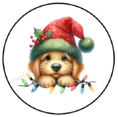 ADORABLE PUPPY DOG CHRISTMAS LIGHTS ENVELOPE SEALS LABELS STICKERS PARTY FAVORS