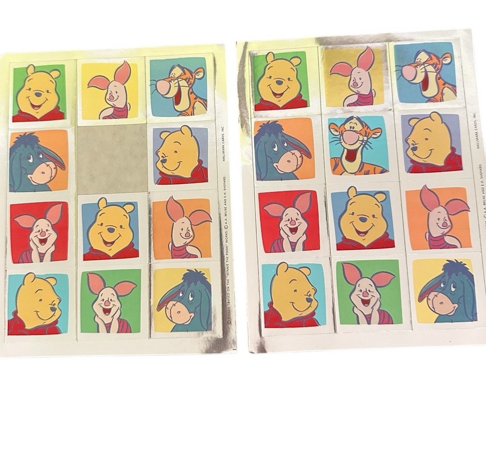 Vintage Hallmark Winnie the Pooh Piglet Tigger Eeyore Metallic Sticker Sheet