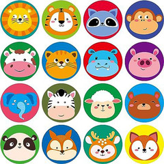 2 Rolls Animal Stickers, 1000 PCS round Stickers, 16 Designs for Toddlers