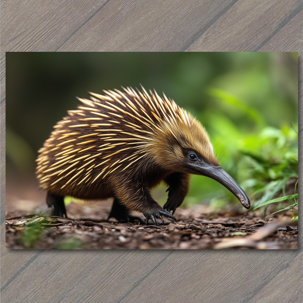 STICKER Echidna Spikes Forest Floor Autumn LeavesLong Beak Cute Animal
