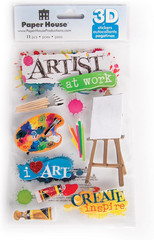 Die-Cut Dimensional & Glitter Accent Scrapbook Sticker Sheet – Art Studio