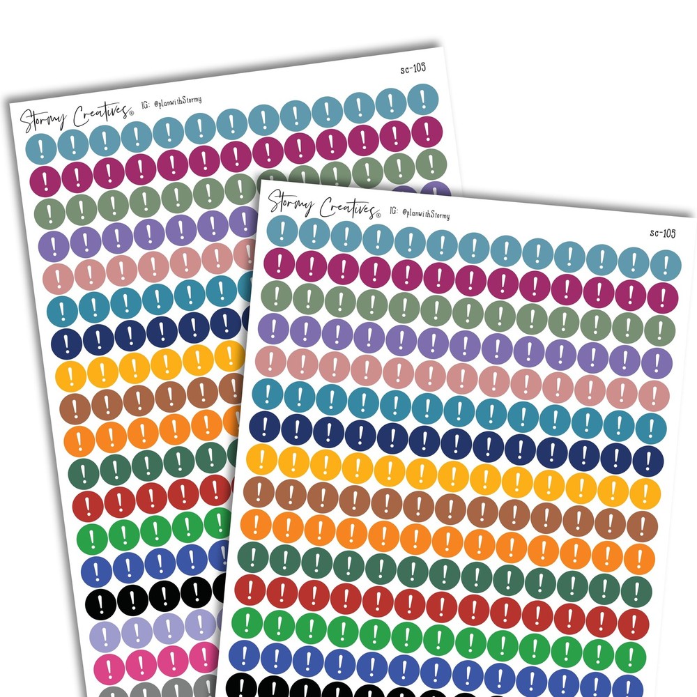 Small Important Icon Stickers, 468 Total, 0.3″ Diameter, 2 Sheets – Planner