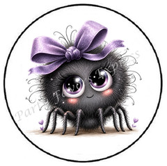 SPIDER WITH PURPLE BOW ENVELOPE SEALS LABELS STICKERS PARTY FAVORS