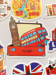 LOT OF 10 pcs ENGLAND UK travel vacation souvenir drawing themed decals london