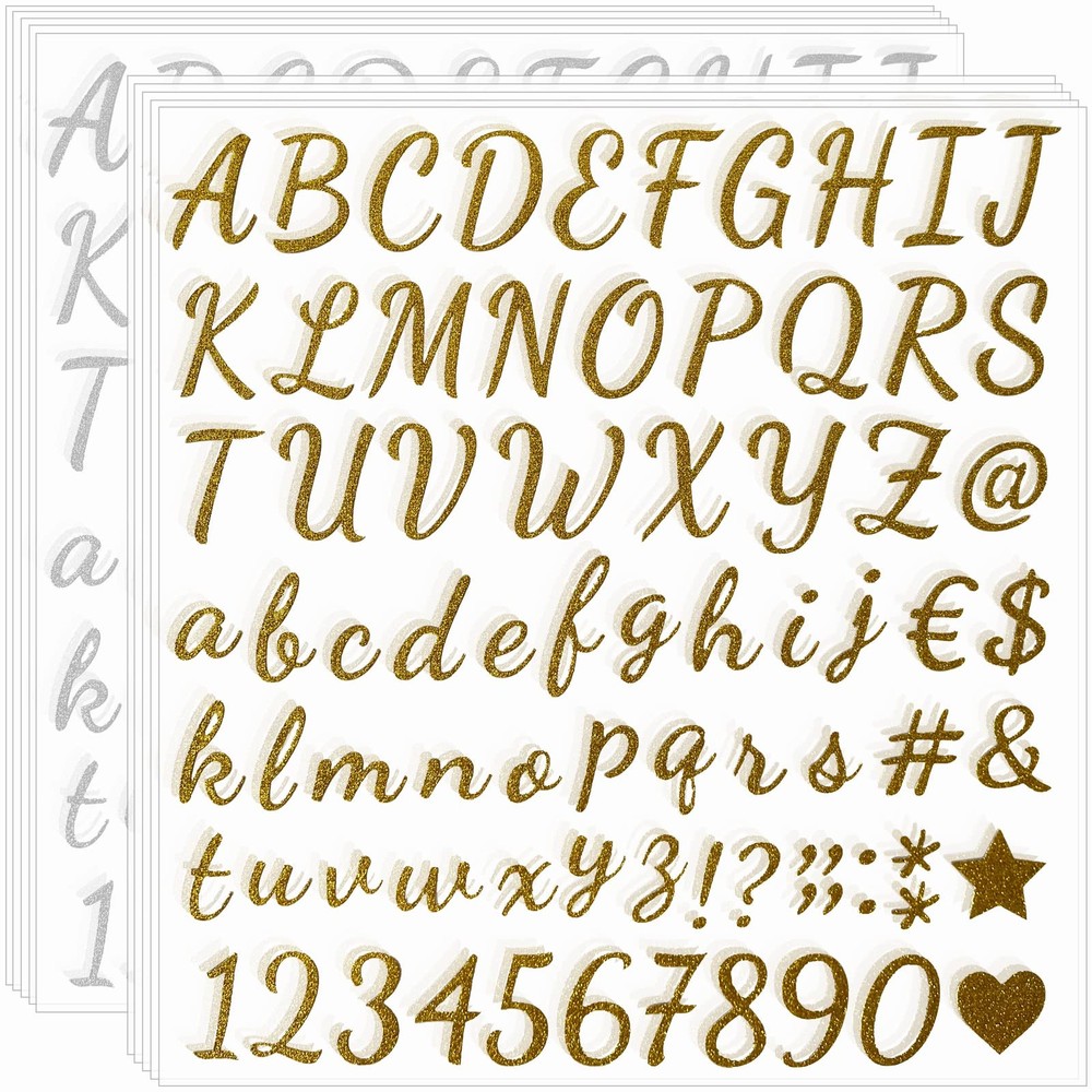 790 Pieces 10 Sheets Self Adhesive Glitter Alphabet Letter Stickers for Class…