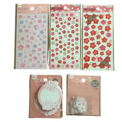 Japanese Sakura Stationery Set DAISO Cherry Blossom Sticker & Memo Card 5pcs