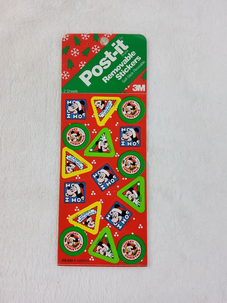 Vintage Christmas Mickey Mouse Removable Stickers Reusable NOS 1990s SEALED