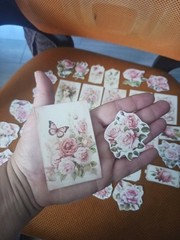 33PC Victorian Roses Birds Pinks Junk Journal Die Cut Tag Scrapbook Bridgerton