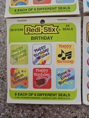 Vintage 1990 Redi-Stix Birthday, Cross, Rainbow Religious Stickers Seals USA Inc