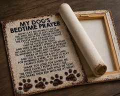 USA Veteran Made Dog Bedtime Prayer Vinyl Print 8.5×11 Rustic Farmhouse Dog Wall