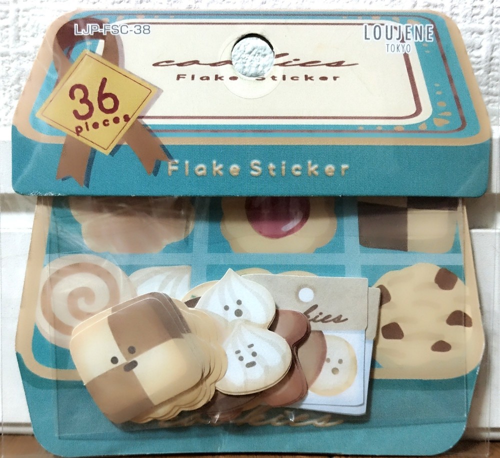 LOUJENE Tokyo Cookie Flake Sticker 36 Biscuit Sweets Food Valentine’s Day JAPAN
