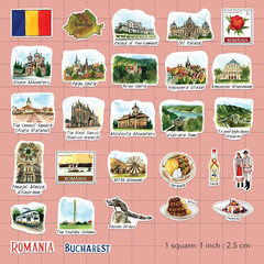 Remarkable Romania Travel Stickers (28Pcs) – Die-Cut, Watercolor, Bucharest Vaca
