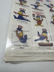 Olympic PERK-UPS Stickers GYMNASTIC EVENTS NIP 1984 Vtg 3 Sheets USA EAGLE LA !