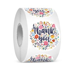 500 Multicolor ‘Thank You’ Stickers Flower Design Ideal for Small Businesses