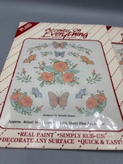 Vtg Plaid Accents On Everything Rub-On Transfers Floral Butterfly Design Craft