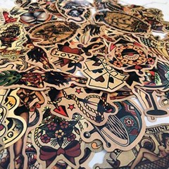 50 Pcs Suitcase Tattoo Stickers Vinyl Tattoo Decals for Laptop Bumper Helmet