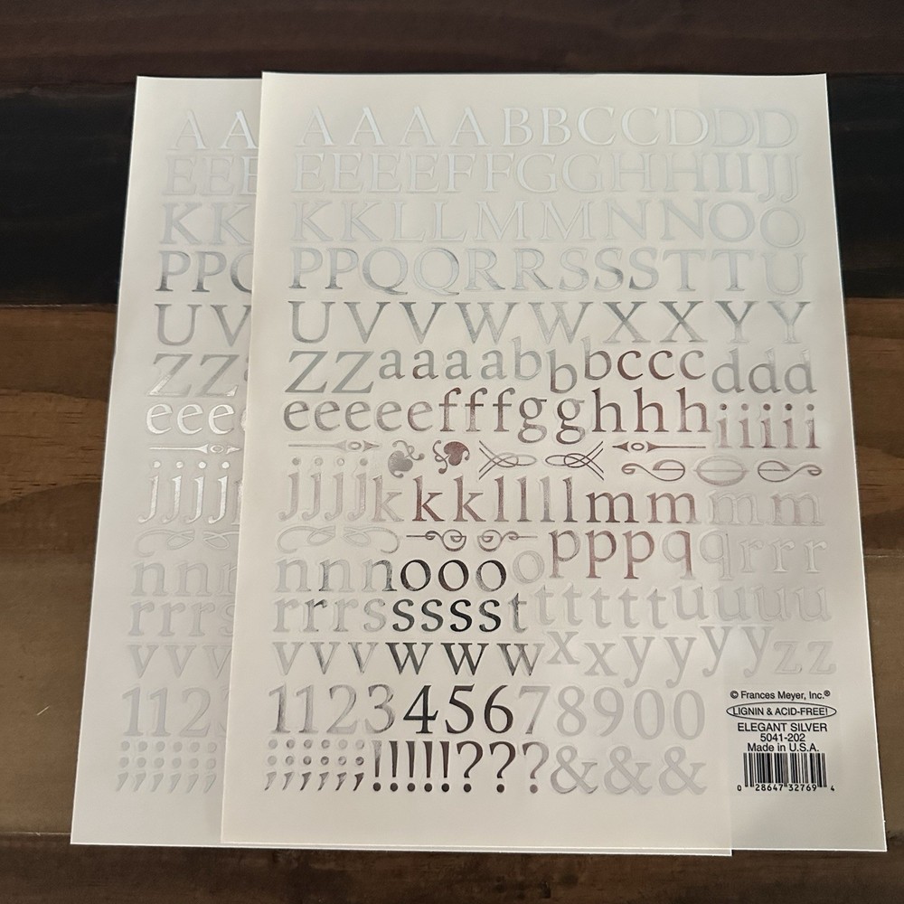 Frances Meyer Elegant Gold Silver Alphabet Stickers Set of 4 Scrapbook Craft
