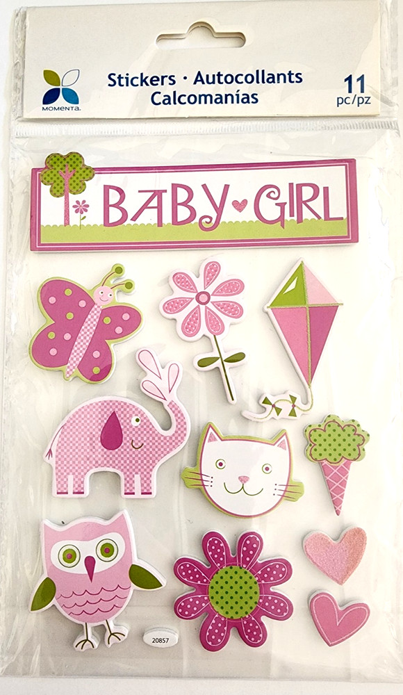 Momenta Baby Girl 3D Foam Stickers 2013 Scrapbooking Butterfly Elephant Hearts