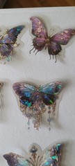 (BLH24) Lot 24pc Holographic Transparent Butterfly Stickers Multiple Uses