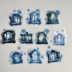 Holographic Winter Gothic Window Stickers Junk Journal Collage Scrapbooking