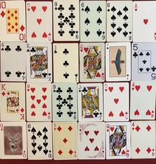 Single Playing Cards LOT of 24 BROWN YELLOW Art Nature Deco Some VTG ephemera