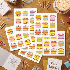 108 Pcs Assorted Cake Stickers Adhesive Colorful Creative Happy Cake Bakery S…