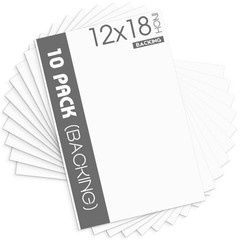 Mat Board Center, 10 Pack 12×18 White Backing Boards, Cardboard Backing for F…
