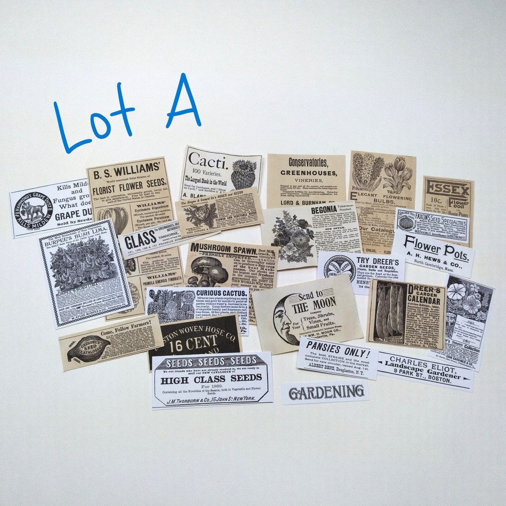 GARDENING 24pc Junk Journal Ephemera Paper Pack Vintage Ads Collage Art LOT A