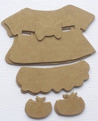 (3) *GiRL OUTFIT* Baby Top Booties: Clothes Bare Unfinished Chipboard Die Cuts