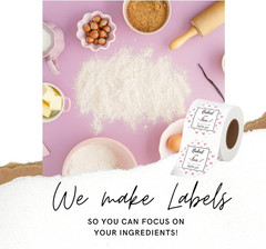 Baked with Love Stickers Roll | Scalloped Cut | Waterproof | 2 Inch | 300 Labels