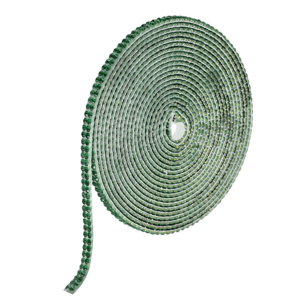 0.2 Inch Self Adhesive Rhinestone Strips 3 Yard for Crafts,Dark Green