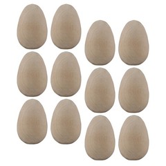 12Pcs Durable Wooden DIY Bird Egg Painting Toys Khaki Color for Craft Lovers