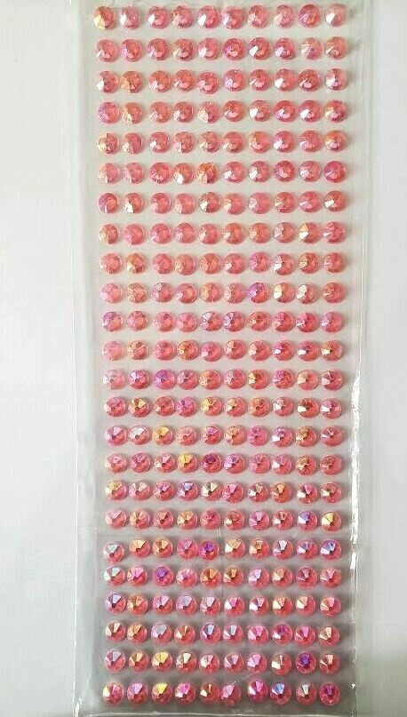 CraftbuddyUS 240 pcs x 8 mm Self Adhesive Faceted Round Gems,Color- AB Baby Pink