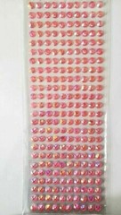 CraftbuddyUS 240 pcs x 8 mm Self Adhesive Faceted Round Gems,Color- AB Baby Pink