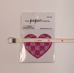 2-inch Rhinestone & Glitter Pink Heart Adhesive Gem/Sticker, Embellishment/Bling