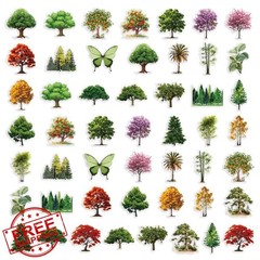 Qaxrocyn Aesthetic Tree Polyester Stickers 50pc