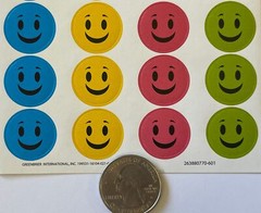 SMILEY FACE Stickers(28pcs) Happy•Children•Kids•Circles •Blue•Yellow•Green•Pink•