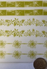 GREEN FLOWER BORDER Rub-On Transfer(6pc)Garden•Blooming •Leaves•Card Making•