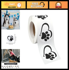 Heart-Shaped Paw Print Stickers for Animal Awareness – 250 Labels for Pet Lovers